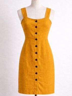 Madewell Mustard Button-Front Mini Dress